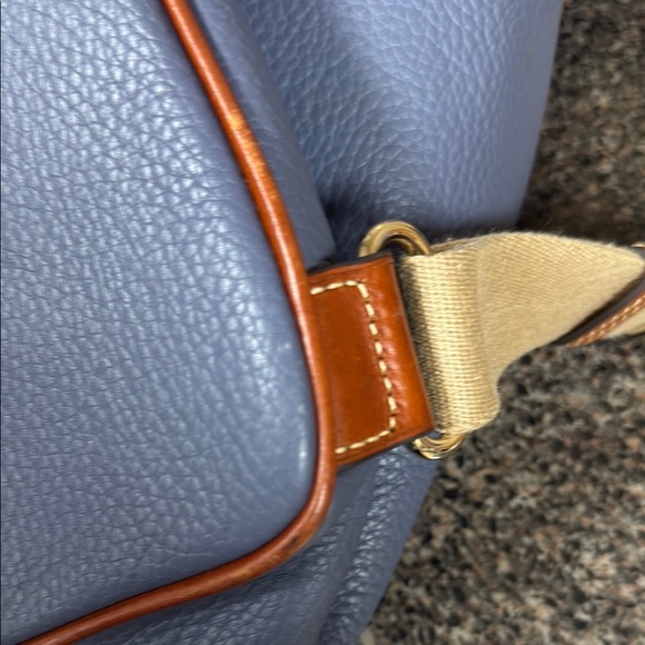 Dooney & Bourke Blue and Brown Leather Backpack - Picture 6 of 13